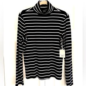 a.n.a. Striped Turtleneck Cotton Jersey